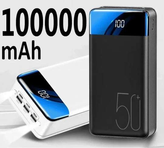 Powerbank 100.000mAh z wieloma portami USB i przenośnym designem