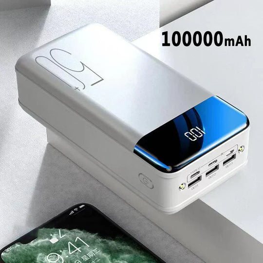 Powerbank 100.000mAh z wieloma portami USB i przenośnym designem
