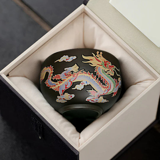 Zestaw herbatników z kolorowym smokiem i feniksem