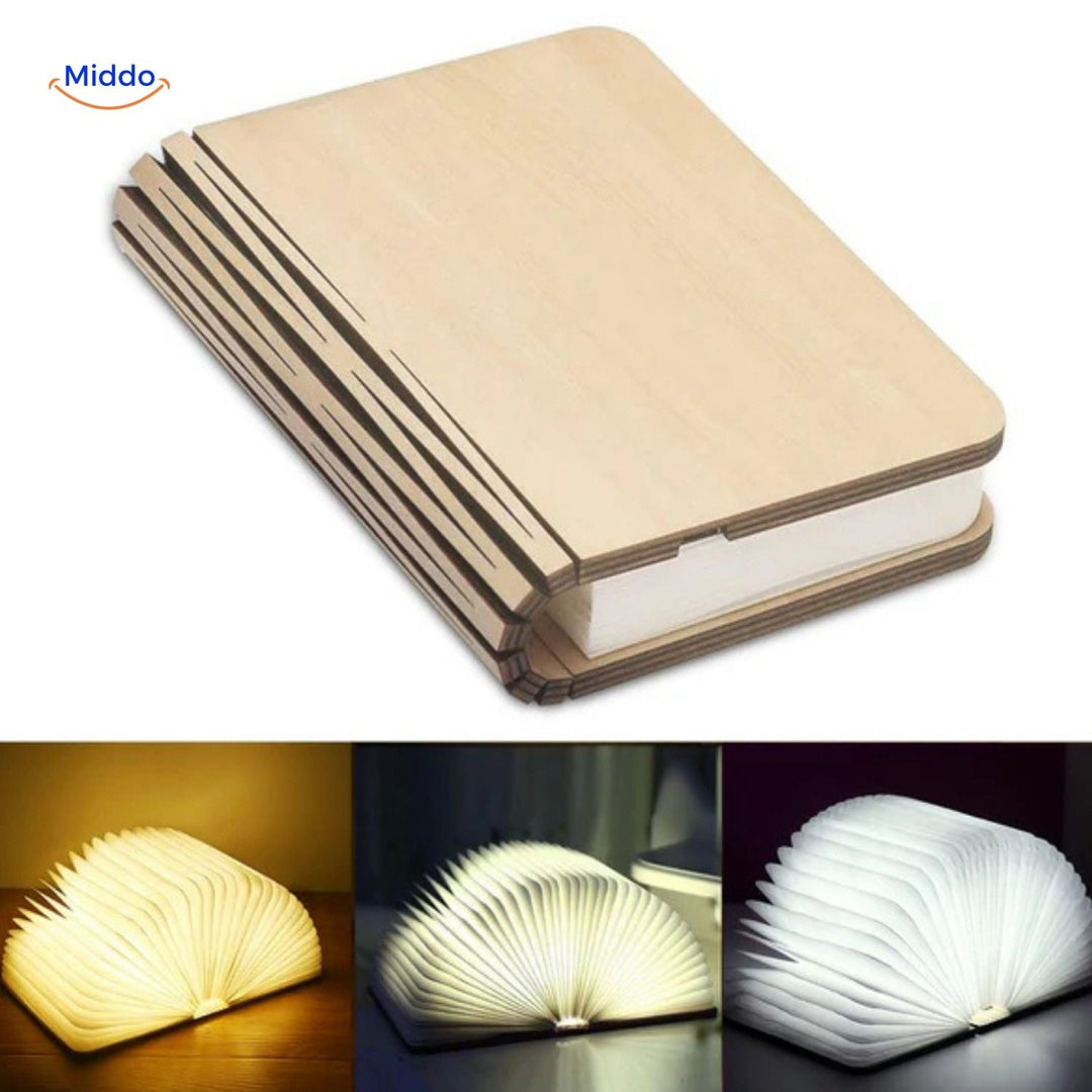 LumiFold™ Lampa Biurkowa | LED w 3 Kolorach, Wykonana z Drewna, Składana