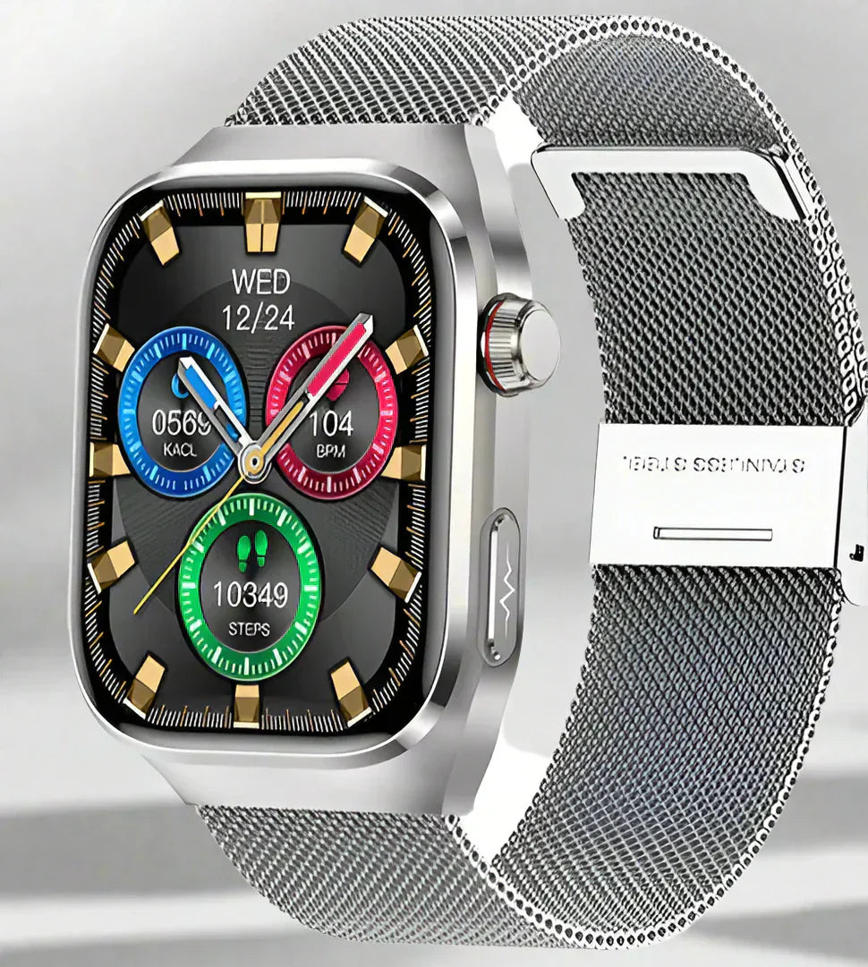 Zaawansowany inteligentny zegarek zdrowotny z EKG, pomiarem glukozy, wyświetlaczem AMOLED 2,04 cala – Wodoodporna bransoleta fitness