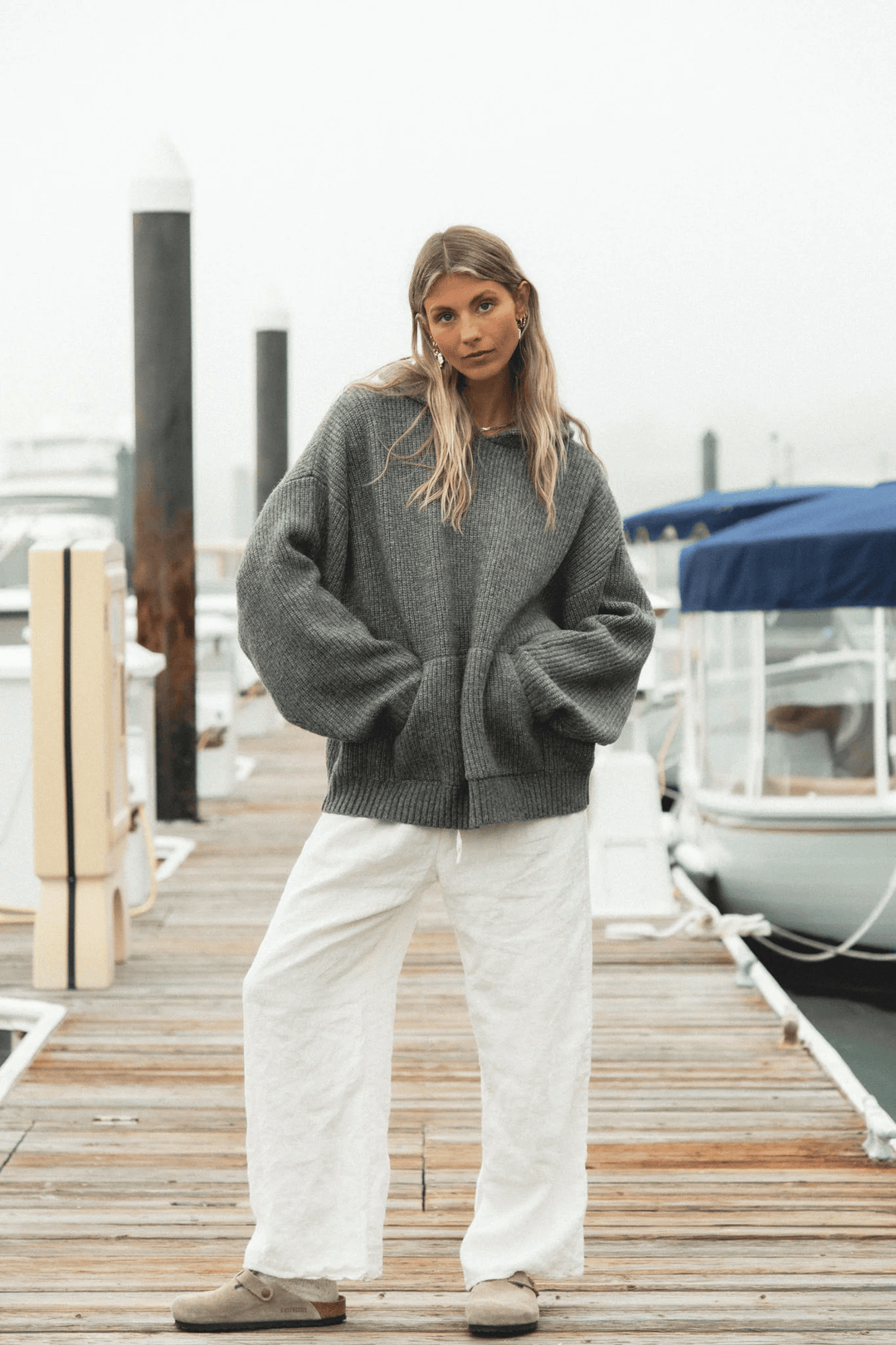 Miękka Sweterowa Bluza z Kapturem