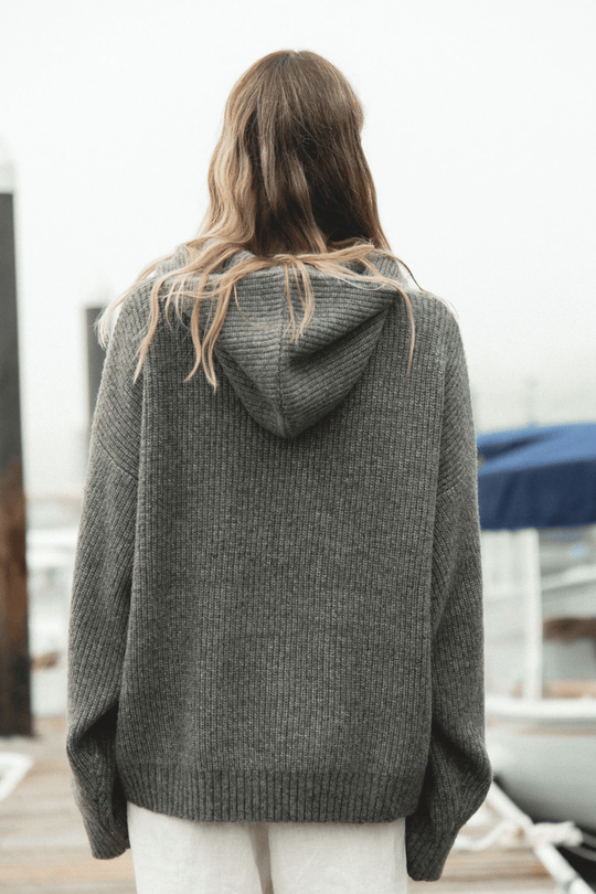 Miękka Sweterowa Bluza z Kapturem