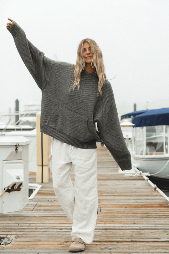 Miękka Sweterowa Bluza z Kapturem