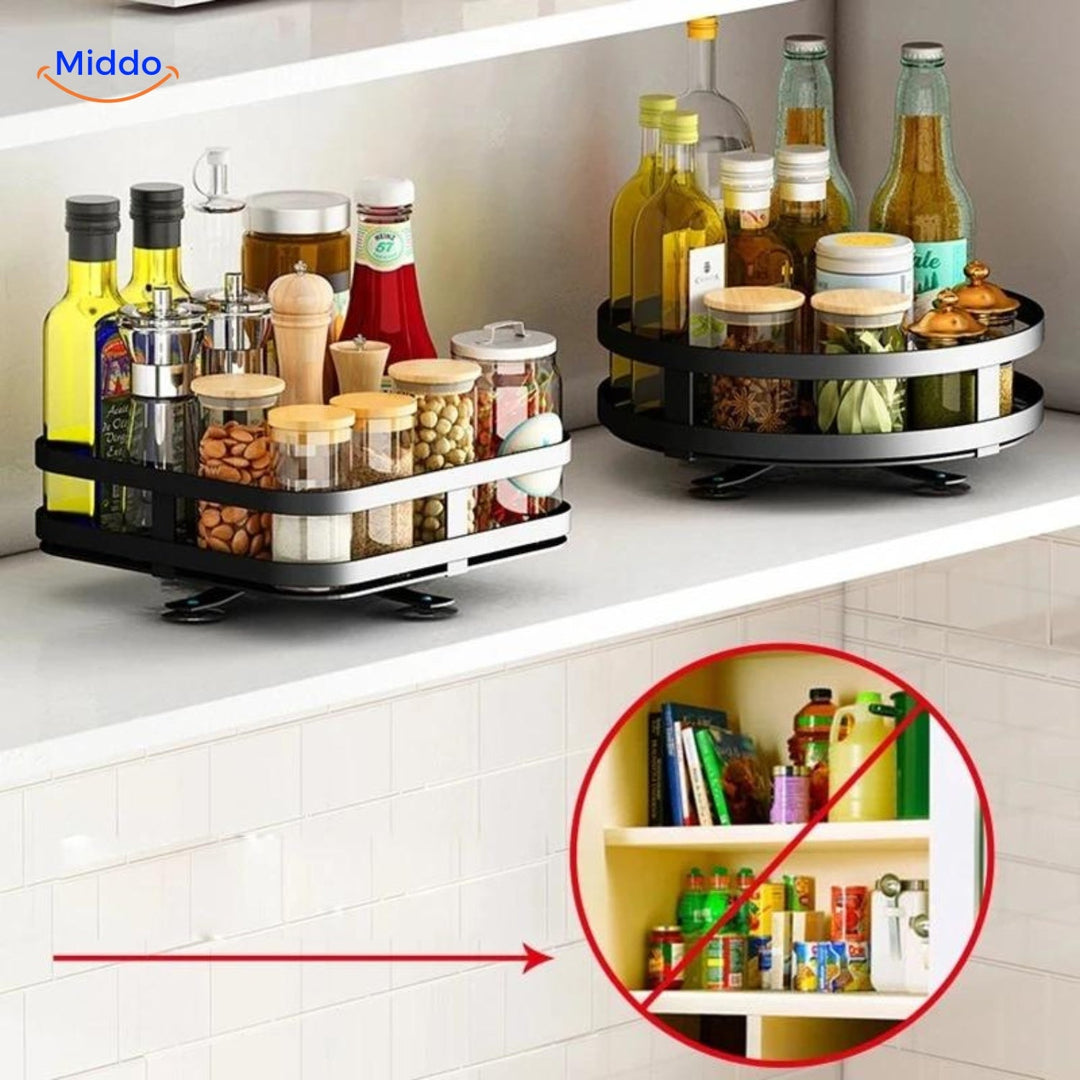 SpinStore™ Obracający się Stojak 360° - Dla Zorganizowanego i Stylowego Domu!