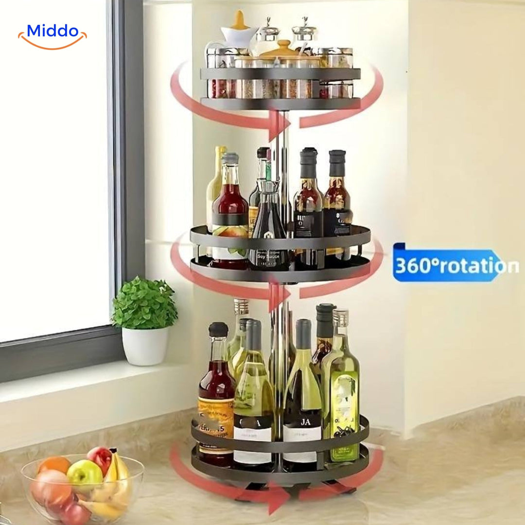 SpinStore™ Obracający się Stojak 360° - Dla Zorganizowanego i Stylowego Domu!