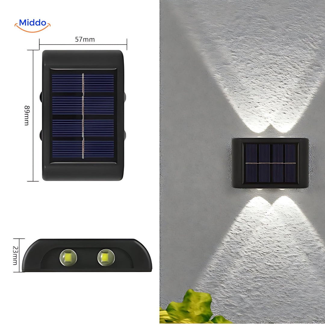 LumiBright™️ Lampa Solarna na Ścianę | Wodoodporna LED, Podwójna Głowica, Dekoracja Zewnętrzna