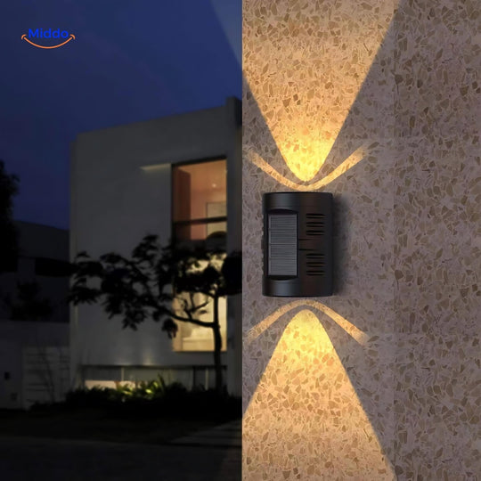 LumiBright™️ Lampa Solarna na Ścianę | Wodoodporna LED, Podwójna Głowica, Dekoracja Zewnętrzna