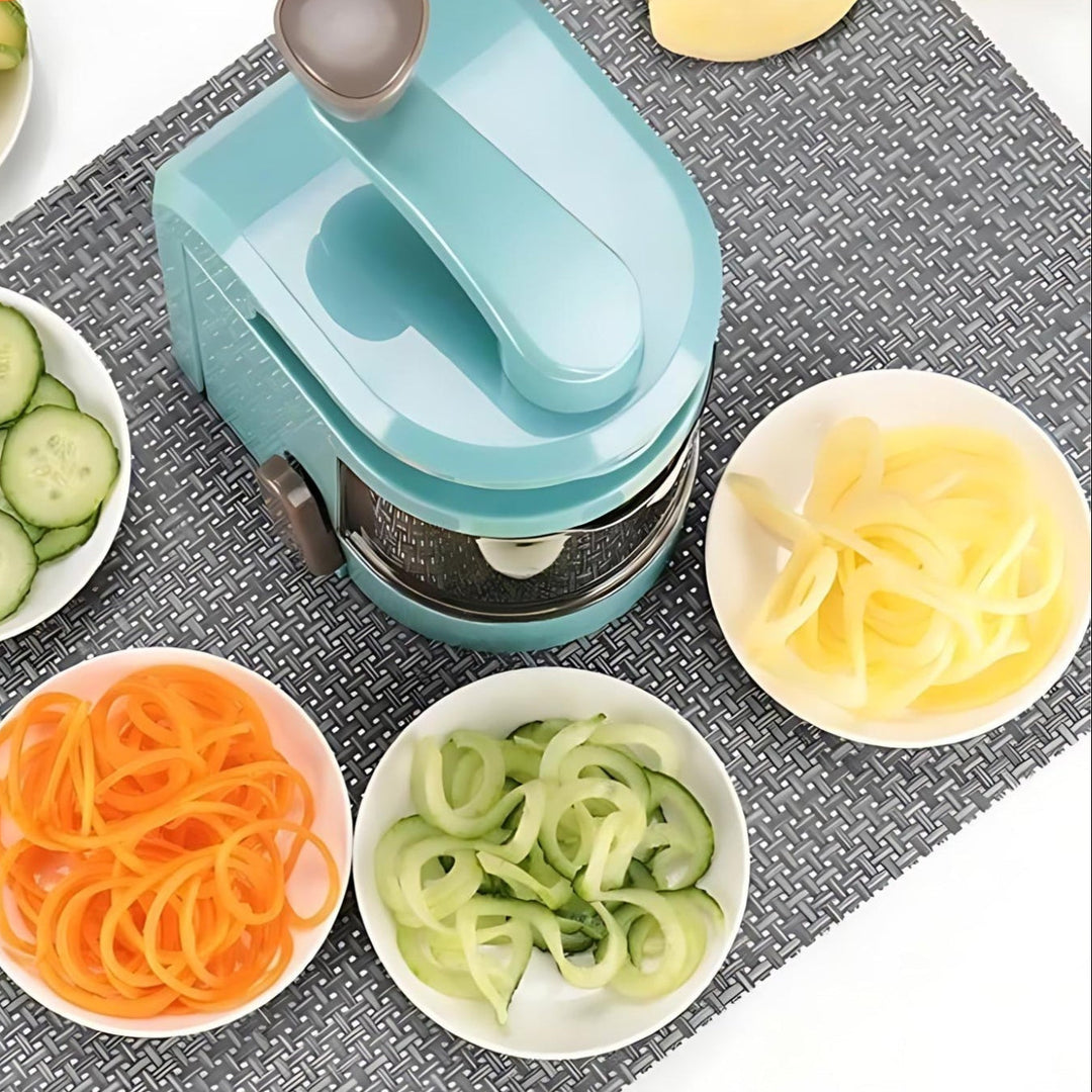 Espiralizator Warzyw Poziomy 4 w 1 | Ręczna Krojenie z Ostrzami ze Stali Nierdzewnej | Vega™