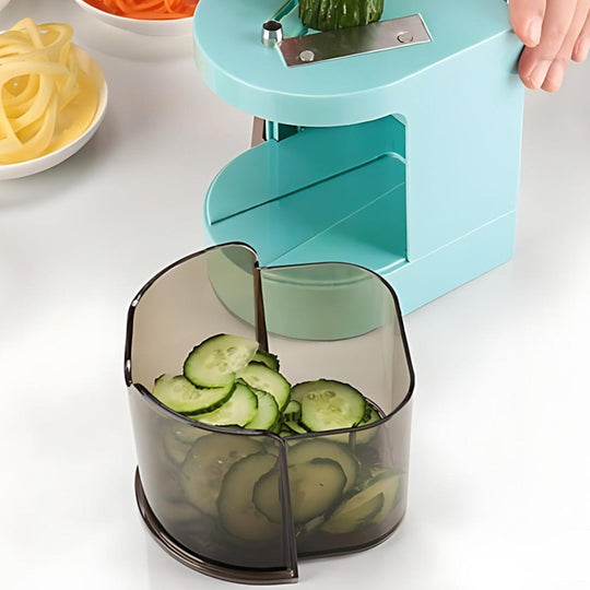 Espiralizator Warzyw Poziomy 4 w 1 | Ręczna Krojenie z Ostrzami ze Stali Nierdzewnej | Vega™